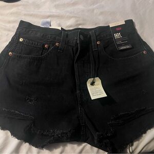 Levi's Black Distressed Jean Shorts